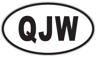QJW - 3 Letter Initials Oval Sticker
