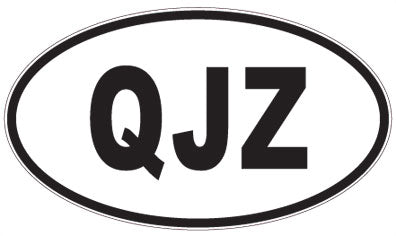 QJZ - 3 Letter Initials Oval Sticker