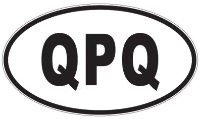 QPQ - 3 Letter Initials Oval Sticker