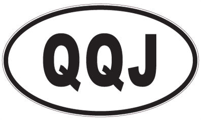 QQJ - 3 Letter Initials Oval Sticker