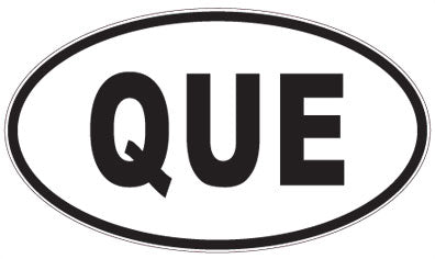 QUE - 3 Letter Initials Oval Sticker