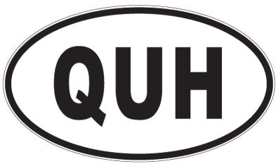 QUH - 3 Letter Initials Oval Sticker