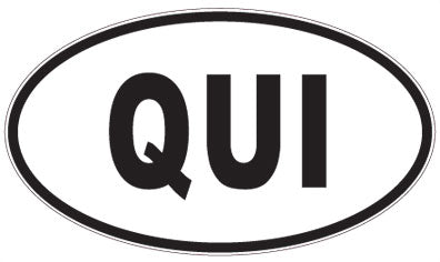 QUI - 3 Letter Initials Oval Sticker