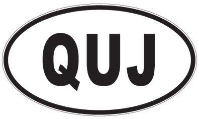 QUJ - 3 Letter Initials Oval Sticker