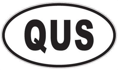 QUS - 3 Letter Initials Oval Sticker