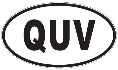 QUV - 3 Letter Initials Oval Sticker