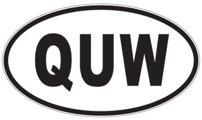 QUW - 3 Letter Initials Oval Sticker