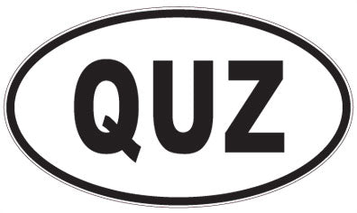 QUZ - 3 Letter Initials Oval Sticker