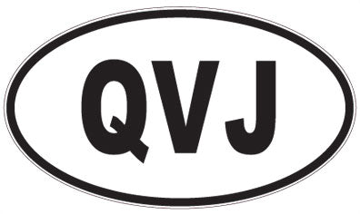 QVJ - 3 Letter Initials Oval Sticker