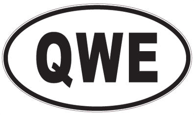 QWE - 3 Letter Initials Oval Sticker