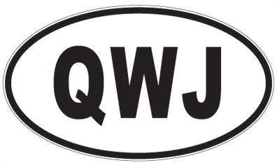 QWJ - 3 Letter Initials Oval Sticker