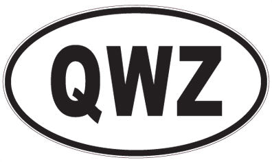 QWZ - 3 Letter Initials Oval Sticker