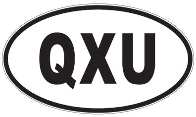 QXU - 3 Letter Initials Oval Sticker