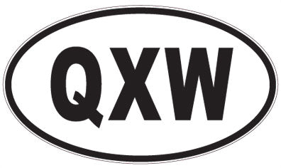 QXW - 3 Letter Initials Oval Sticker