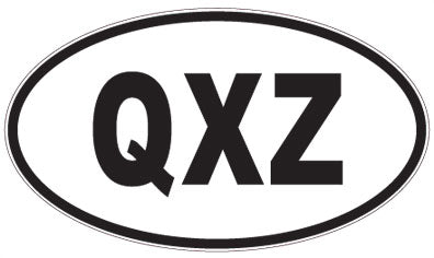 QXZ - 3 Letter Initials Oval Sticker