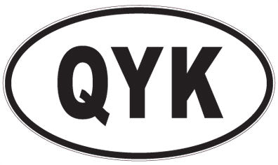 QYK - 3 Letter Initials Oval Sticker