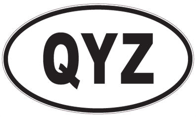 QYZ - 3 Letter Initials Oval Sticker