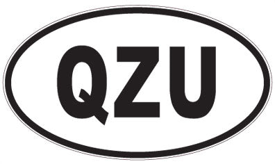 QZU - 3 Letter Initials Oval Sticker