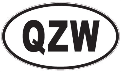 QZW - 3 Letter Initials Oval Sticker