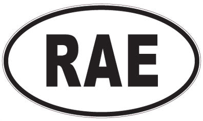 RAE - 3 Letter Initials Oval Sticker