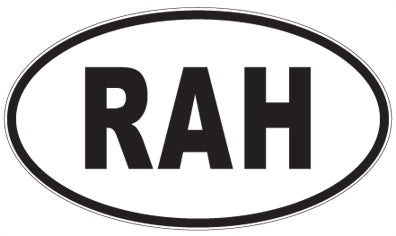 RAH - 3 Letter Initials Oval Sticker