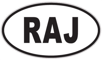 RAJ - 3 Letter Initials Oval Sticker