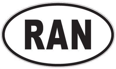 RAN - 3 Letter Initials Oval Sticker