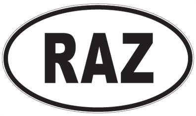 RAZ - 3 Letter Initials Oval Sticker