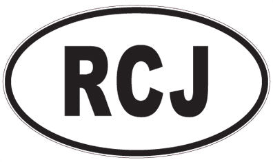 RCJ - 3 Letter Initials Oval Sticker