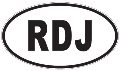 RDJ - 3 Letter Initials Oval Sticker