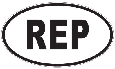 REP - 3 Letter Initials Oval Sticker