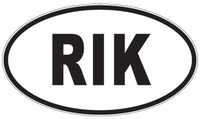 RIK - 3 Letter Initials Oval Sticker