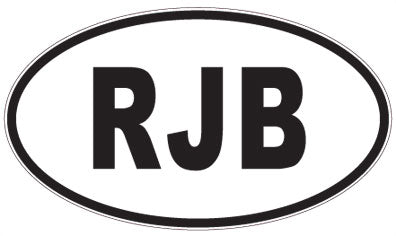 RJB - 3 Letter Initials Oval Sticker
