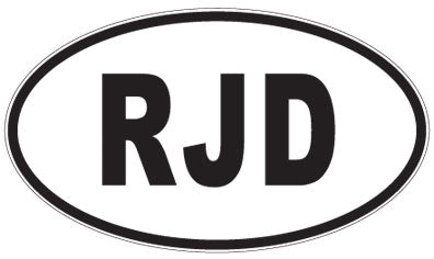 RJD - 3 Letter Initials Oval Sticker
