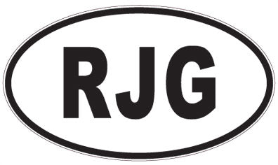 RJG - 3 Letter Initials Oval Sticker