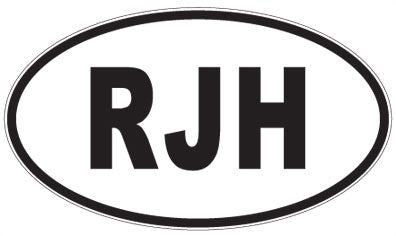 RJH - 3 Letter Initials Oval Sticker