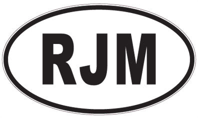 RJM - 3 Letter Initials Oval Sticker