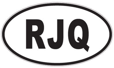 RJQ - 3 Letter Initials Oval Sticker
