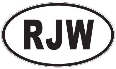 RJW - 3 Letter Initials Oval Sticker