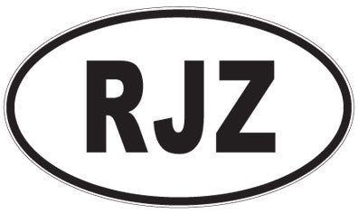 RJZ - 3 Letter Initials Oval Sticker