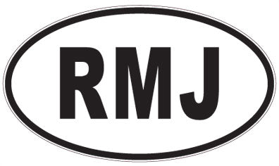 RMJ - 3 Letter Initials Oval Sticker