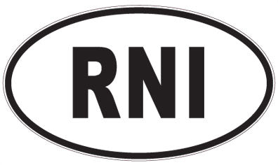 RNI - 3 Letter Initials Oval Sticker