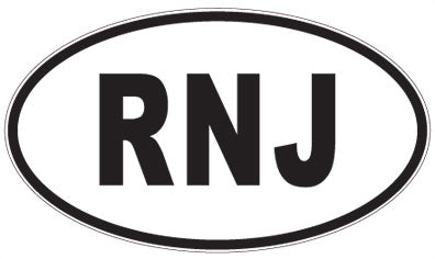 RNJ - 3 Letter Initials Oval Sticker