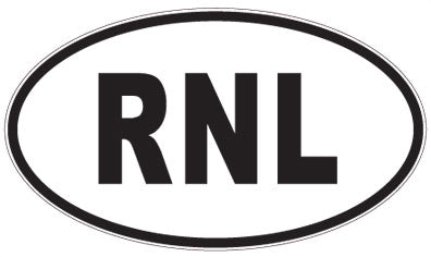 RNL - 3 Letter Initials Oval Sticker