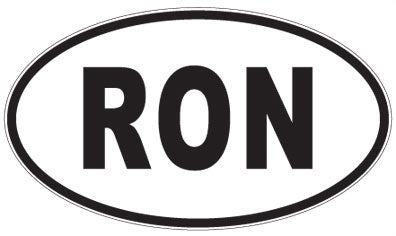 RON - 3 Letter Initials Oval Sticker