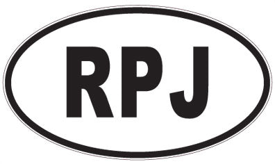 RPJ - 3 Letter Initials Oval Sticker