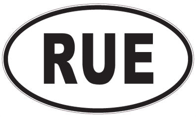 RUE - 3 Letter Initials Oval Sticker