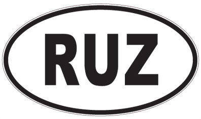 RUZ - 3 Letter Initials Oval Sticker