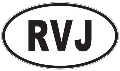 RVJ - 3 Letter Initials Oval Sticker