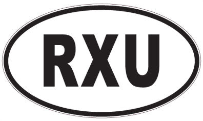 RXU - 3 Letter Initials Oval Sticker